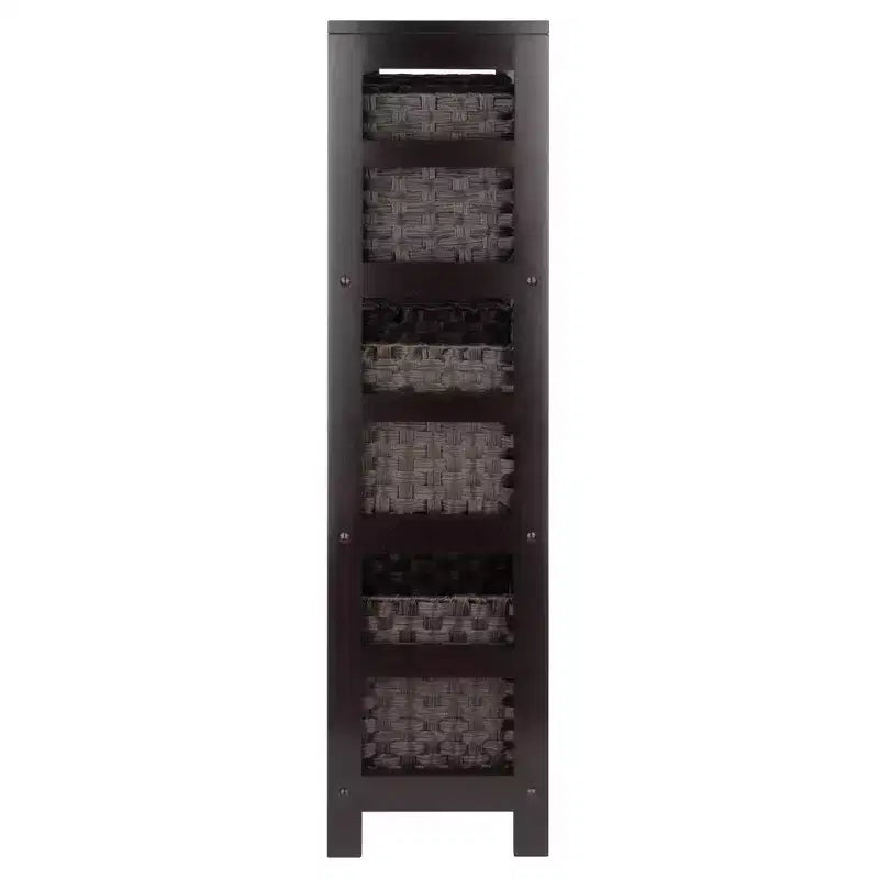 Étagère de rangement 42 po 7 pièces Leo avec paniers expresso/chocolat - Winsome