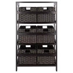 Étagère de rangement 42 po 7 pièces Leo avec paniers expresso/chocolat - Winsome