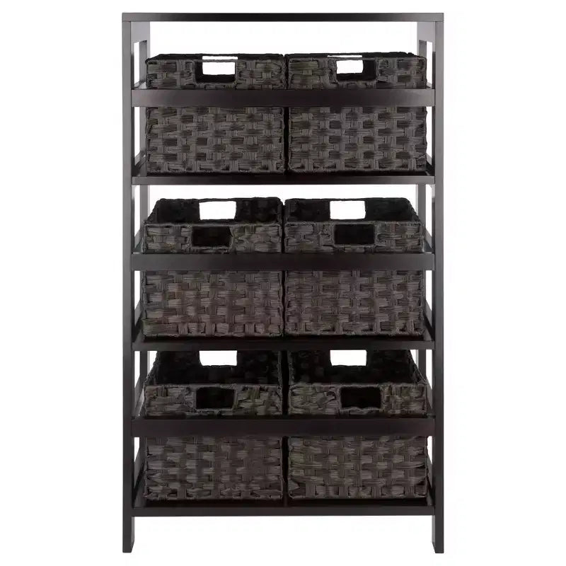 Étagère de rangement 42 po 7 pièces Leo avec paniers expresso/chocolat - Winsome