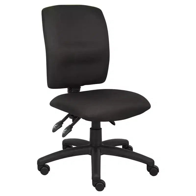 Chaise de bureau multifonctionnelle en tissu noir - Boss Office Products : ergonomique, pivotante, support lombaire, piètement en nylon
