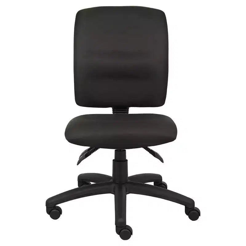 Chaise de bureau multifonctionnelle en tissu noir - Boss Office Products : ergonomique, pivotante, support lombaire, piètement en nylon