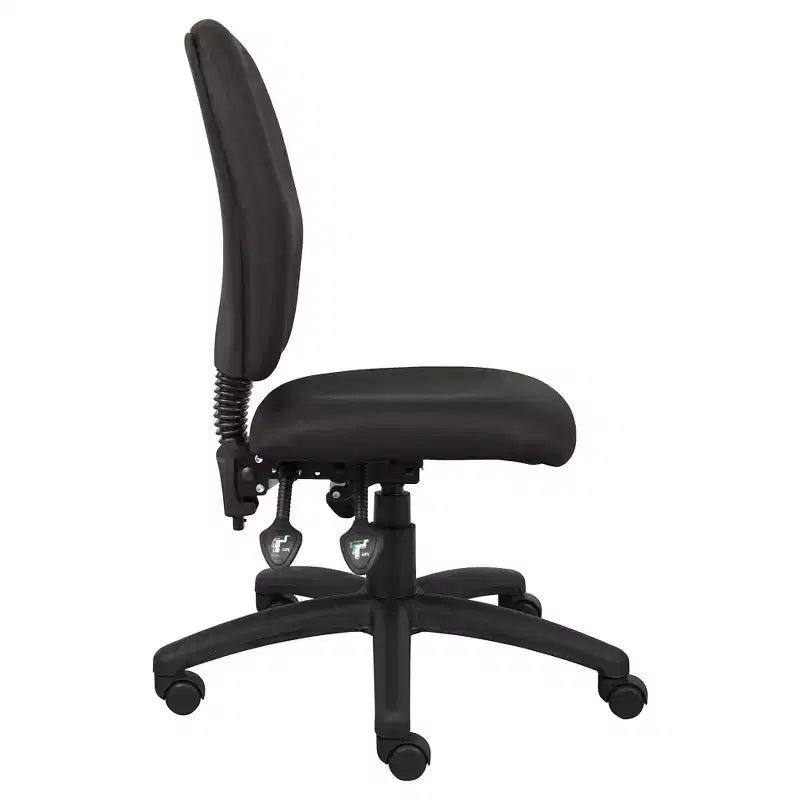 Chaise de bureau multifonctionnelle en tissu noir - Boss Office Products : ergonomique, pivotante, support lombaire, piètement en nylon