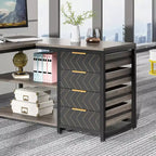 LITTLE TREE Bureau d'angle réversible en L de 150 cm avec tiroirs de rangement Gris
