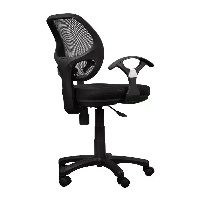 Fauteuil de bureau avec dossier en résille à mi-hauteur noir - Techni Mobili : pneumatique, pivotant, capacité de 68 kg