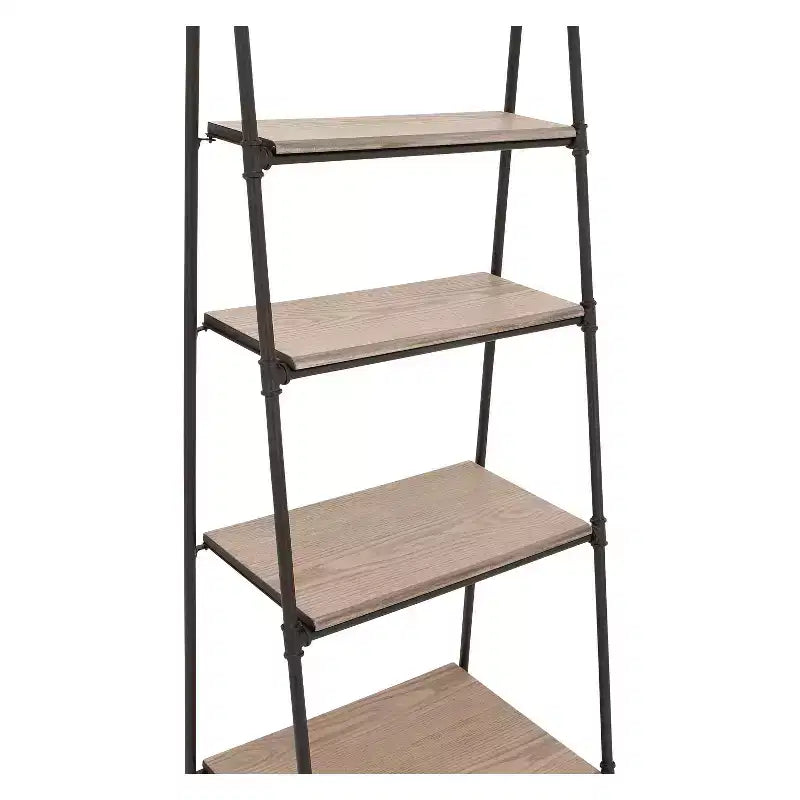 Bibliothèque à 5 étagères en métal et bois noir 72 po – Olivia & May : style industriel, étagères fixes, surface en pin
