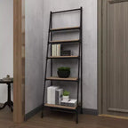 Bibliothèque à 5 étagères en métal et bois noir 72 po – Olivia & May : style industriel, étagères fixes, surface en pin