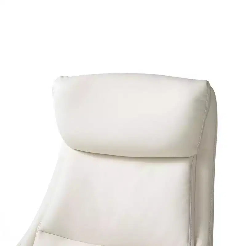 Glitzhome Chaise de bureau pivotante réglable en cuir reconstitué avec vérin à gaz, crème, style Mid-Century : Ergonomique, dossier rembourré, accoudoirs fixes