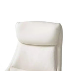 Glitzhome Chaise de bureau pivotante réglable en cuir reconstitué avec vérin à gaz, crème, style Mid-Century : Ergonomique, dossier rembourré, accoudoirs fixes