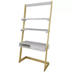 Freestanding Ladder Desk with Drawer Solid American Maple Frame Natural/White - Flora Home: Modern Style, Fixed Shelves, Hardwood Construction