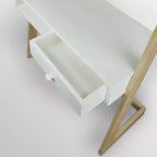 Bureau échelle autoportant avec tiroir en érable massif américain naturel/blanc - Flora Home : Style moderne, étagères fixes, construction en bois massif
