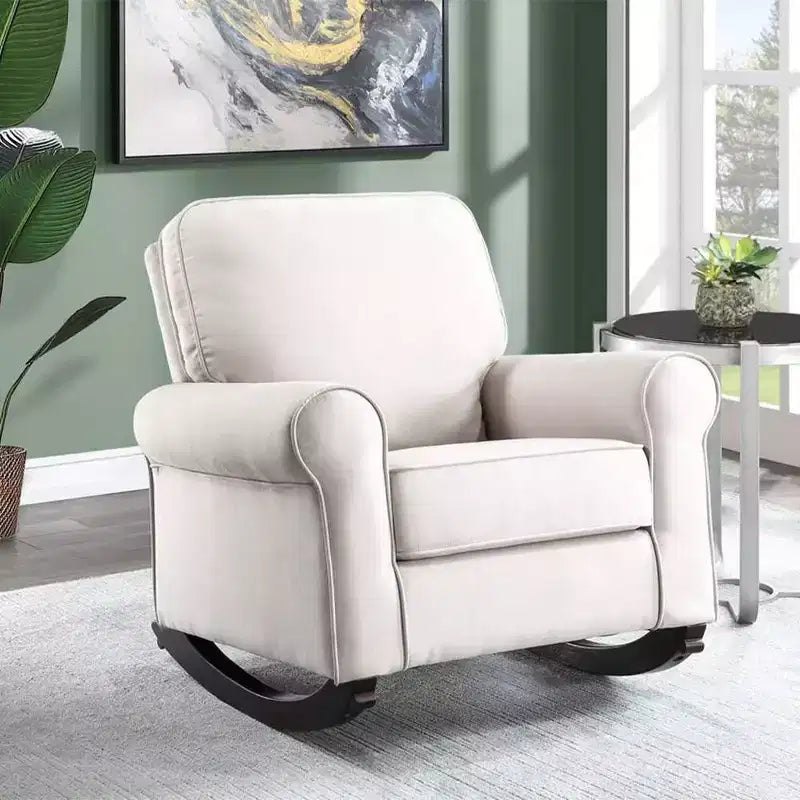 Chaise Assise Active Elvin de 37,01 po en Tissu Beige - Acme Furniture : Revêtement en lin, Cadre en métal, Assemblage sans outils
