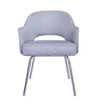 Guest Chair Gray Linen - Boss Office Products: Chrome Base, Mid-Century Modern, 275lbs Capacity