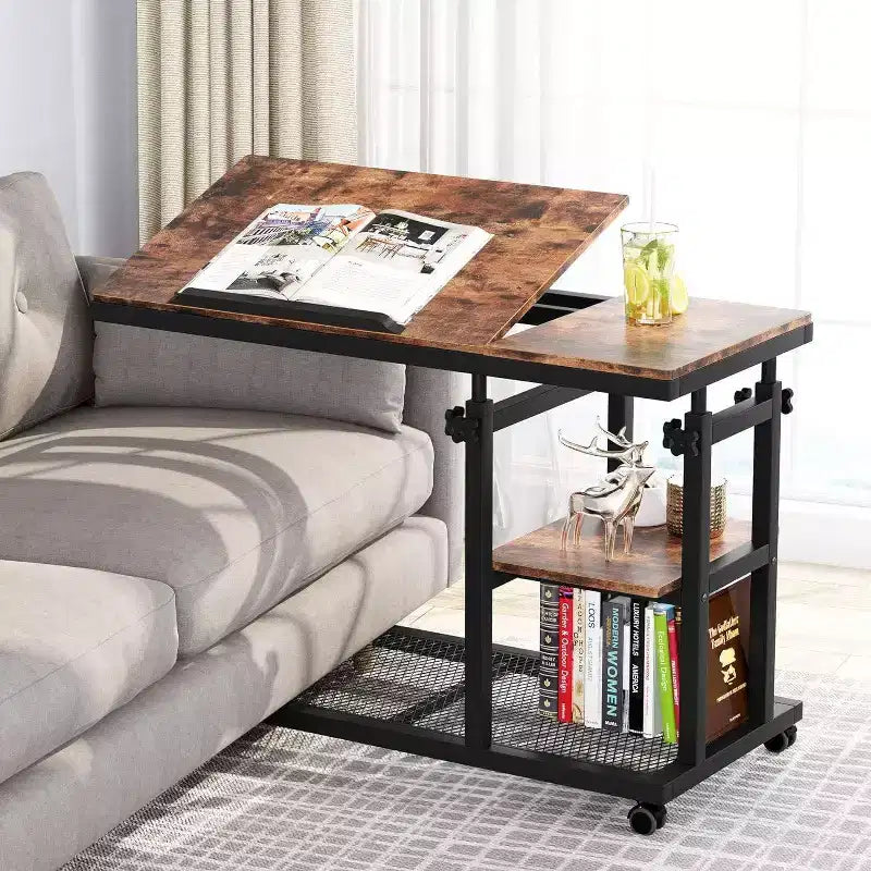 LITTLE TREE Mobile C-Type Desk Rustic Brown