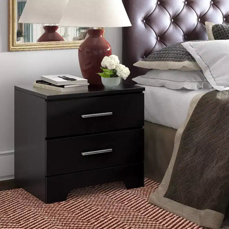 Table de chevet Hudson 2 tiroirs Noir - ClickDecor