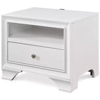 Table de chevet Edmond 1 tiroir avec port USB blanc - ClickDecor
