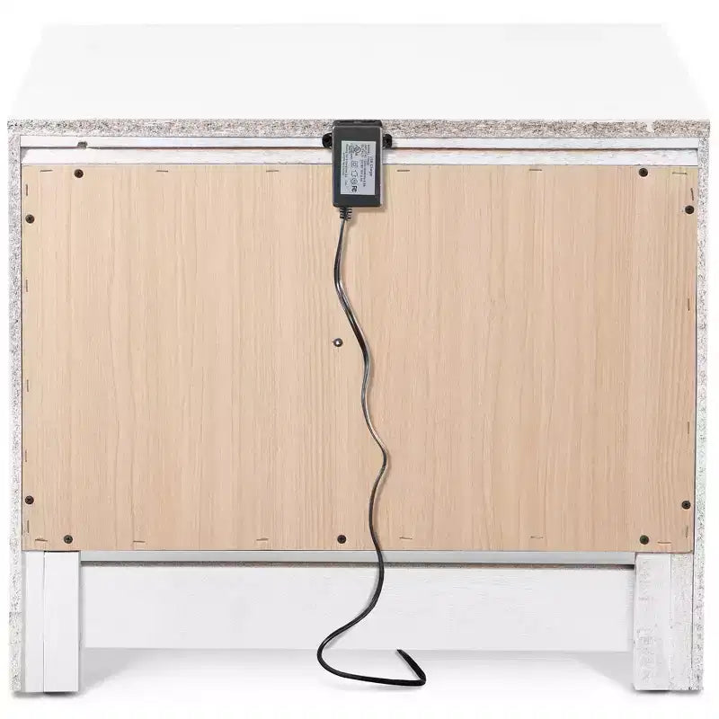 Table de chevet Edmond 1 tiroir avec port USB blanc - ClickDecor