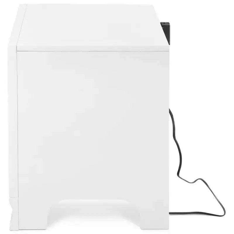 Table de chevet Edmond 1 tiroir avec port USB blanc - ClickDecor