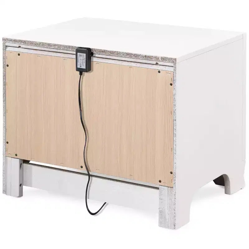 Table de chevet Edmond 1 tiroir avec port USB blanc - ClickDecor