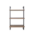 39" 3 Tier Wall Mount Floating Bookshelf Reclaimed Oak/Matte Black - Nathan James: Industrial Pipe Frame, Keyhole Mount