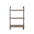 39" 3 Tier Wall Mount Floating Bookshelf Reclaimed Oak/Matte Black - Nathan James: Industrial Pipe Frame, Keyhole Mount