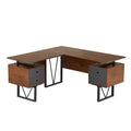 Reversible L Shaped Computer Desk with Drawers and File Cabinet Walnut - Techni Mobili: Engineered Wood, PVC Laminate, Steel Frame