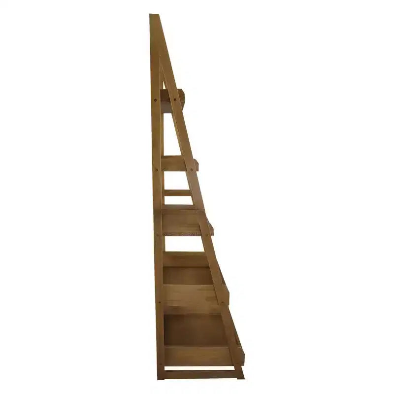 Flora Home 74" 5 Shelf Ladder Bookcase Alpine Gray: Solid Wood, Open Back Design, Steel Hardware