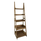 Flora Home 74" 5 Shelf Ladder Bookcase Alpine Gray: Solid Wood, Open Back Design, Steel Hardware