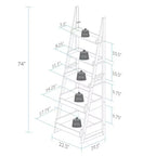 Flora Home 74" 5 Shelf Ladder Bookcase Alpine Gray: Solid Wood, Open Back Design, Steel Hardware