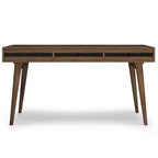 Bureau Wright rustique marron vieilli naturel - WyndenHall : Acacia massif, style Mid-Century, 3 tiroirs, bureau à domicile