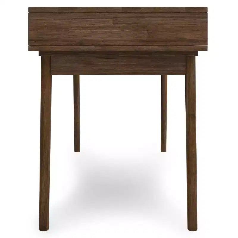 Bureau Wright rustique marron vieilli naturel - WyndenHall : Acacia massif, style Mid-Century, 3 tiroirs, bureau à domicile