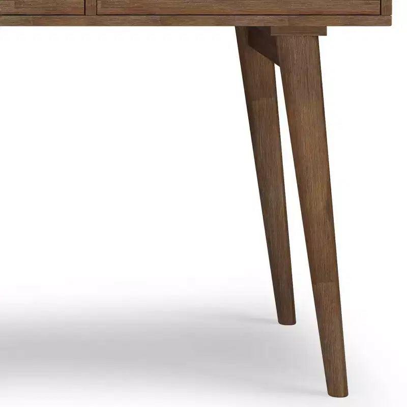 Bureau Wright rustique marron vieilli naturel - WyndenHall : Acacia massif, style Mid-Century, 3 tiroirs, bureau à domicile