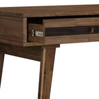 Bureau Wright rustique marron vieilli naturel - WyndenHall : Acacia massif, style Mid-Century, 3 tiroirs, bureau à domicile