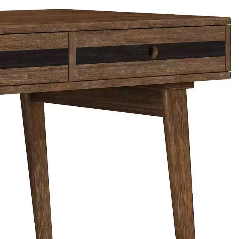 Bureau Wright rustique marron vieilli naturel - WyndenHall : Acacia massif, style Mid-Century, 3 tiroirs, bureau à domicile