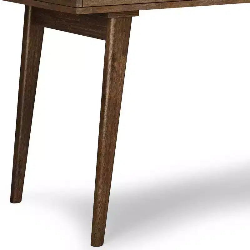 Bureau Wright rustique marron vieilli naturel - WyndenHall : Acacia massif, style Mid-Century, 3 tiroirs, bureau à domicile
