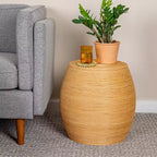 Table d'appoint ronde Storied Home en tonneau naturel