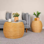 Table d'appoint ronde Storied Home en tonneau naturel