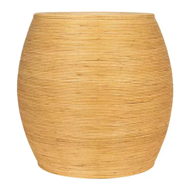 Table d'appoint ronde Storied Home en tonneau naturel