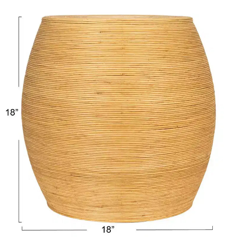 Table d'appoint ronde Storied Home en tonneau naturel