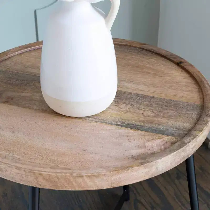 Table d'appoint Powell Tyrion en bois et métal, naturel
