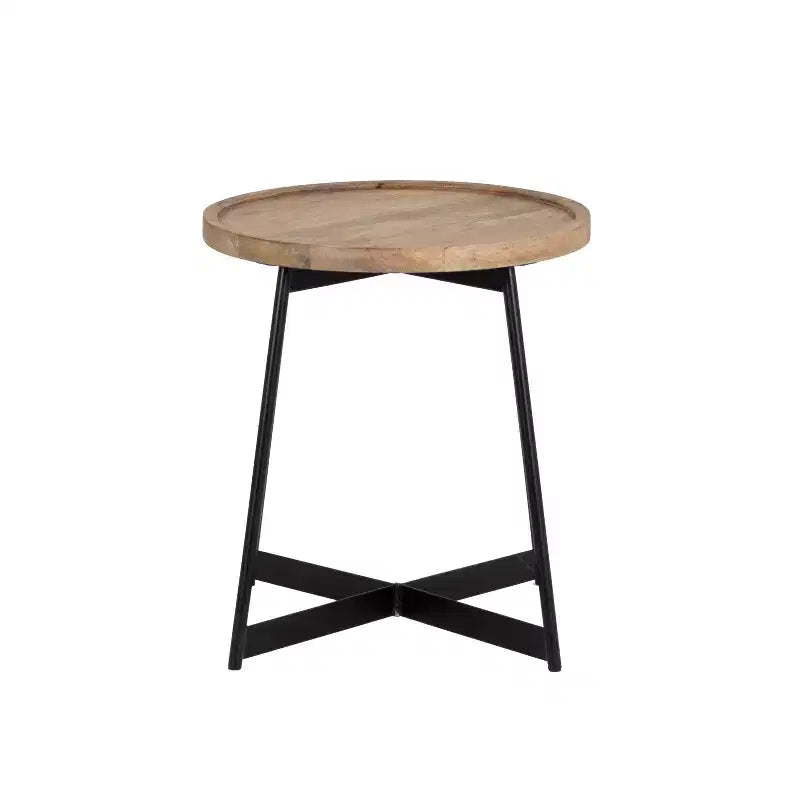 Table d'appoint Powell Tyrion en bois et métal, naturel