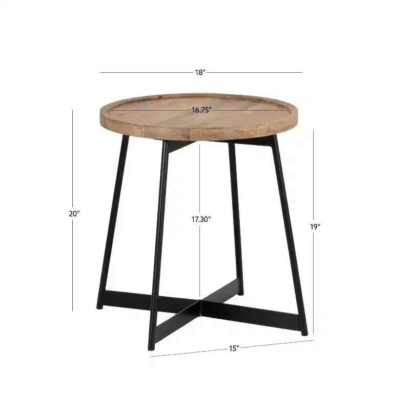 Table d'appoint Powell Tyrion en bois et métal, naturel