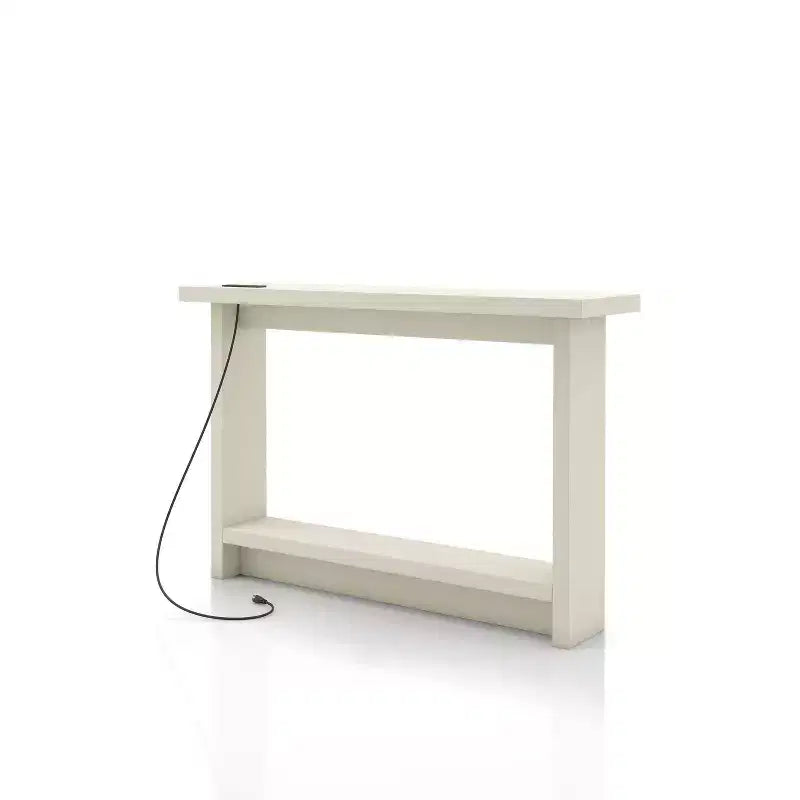 miBasics Nortal 47.24" Console Table Modern 1 Shelf with Usb and Power Ports Soft White