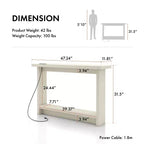 miBasics Nortal 47.24 po Console Table moderne 1 tablette avec ports USB et électriques Blanc doux