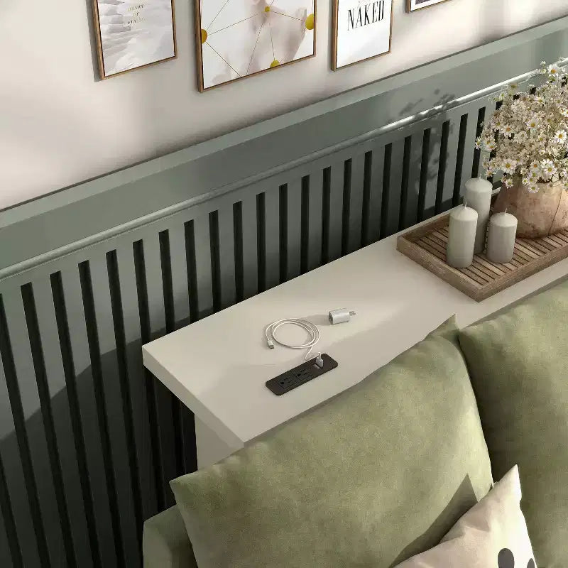 miBasics Nortal 47.24 po Console Table moderne 1 tablette avec ports USB et électriques Blanc doux