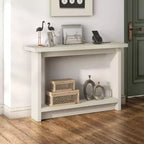 miBasics Nortal 47.24 po Console Table moderne 1 tablette avec ports USB et électriques Blanc doux