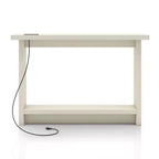 miBasics Nortal 47.24 po Console Table moderne 1 tablette avec ports USB et électriques Blanc doux