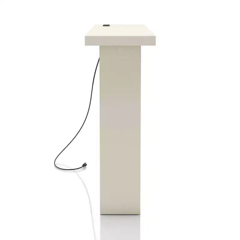 miBasics Nortal 47.24 po Console Table moderne 1 tablette avec ports USB et électriques Blanc doux