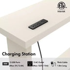 miBasics Nortal 47.24 po Console Table moderne 1 tablette avec ports USB et électriques Blanc doux