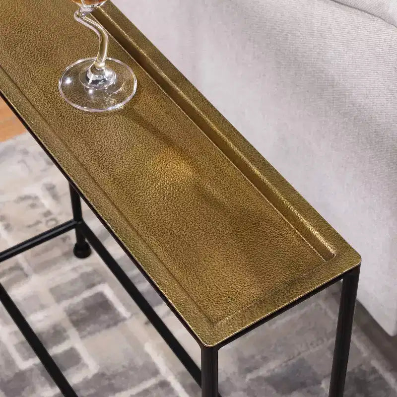 Table d'appoint Tivoli Comfort Pointe Laiton/Bronze antique : Plateau amovible, Aucun assemblage requis, Cadre métallique