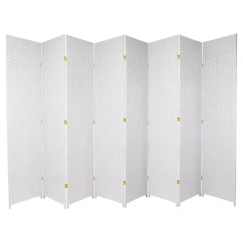 7 ft. Tall Woven Fiber Room Divider - White (8 Panel)